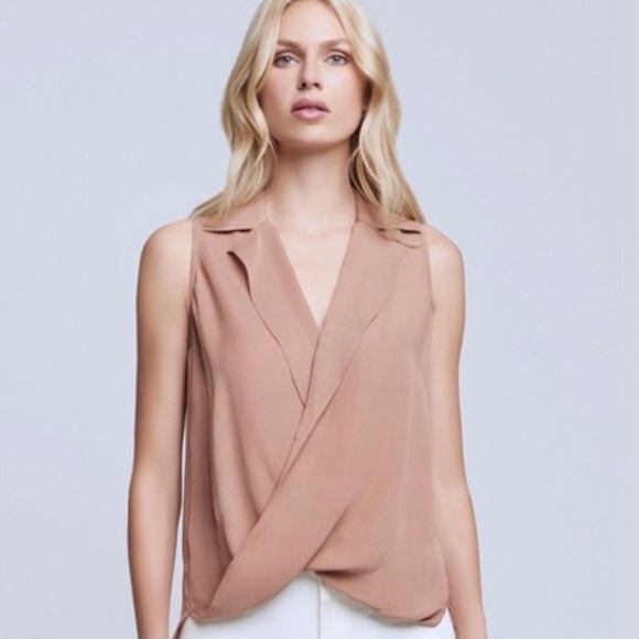 L'Agence Freja Draped Silk Blouse In Nude Blush. New With Tags Size M - Picture 2 of 7